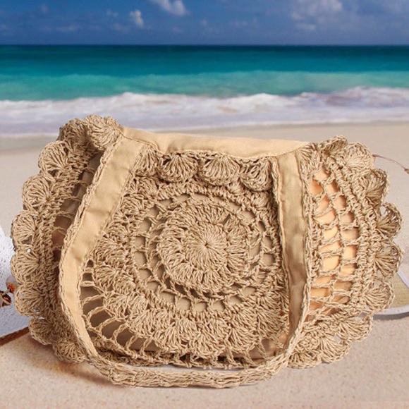 fairlygirly Handbags - Handmade Woven Floral Summer Straw Tote Bag